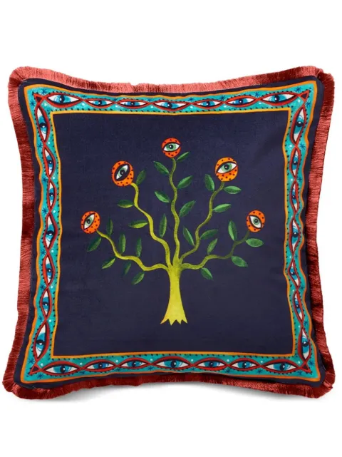 La DoubleJ Eye Vines velvet cushion Blue CUS0012VEL001HLE0012