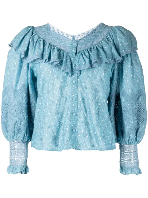 LoveShackFancy Bunnie broderie-anglaise blouse Blue LT8261028