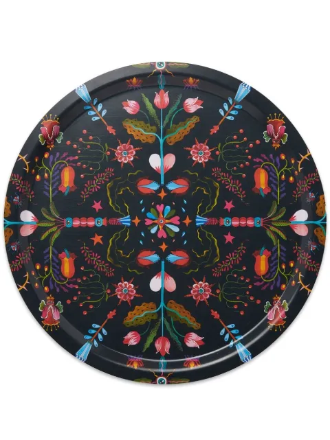 La DoubleJ Turning Tulips wooden tray Black TRA0002WOD001HLE0010