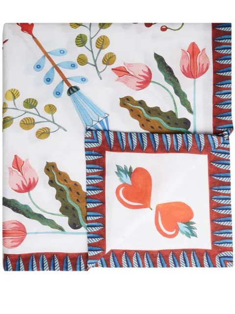 La DoubleJ large Turning Tulips linen tablecloth White TBC0002LIN001HLE0024