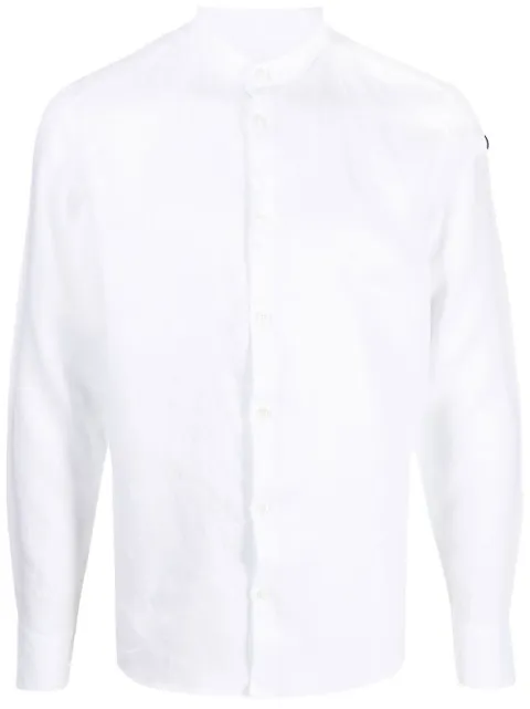 Low Brand collarless linen shirt White L1CSS226493