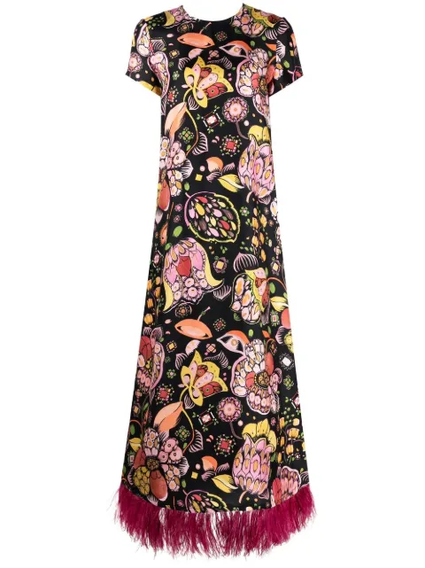 La DoubleJ Swing floral-print maxi dress Black DRE0316SIL001EDE0001