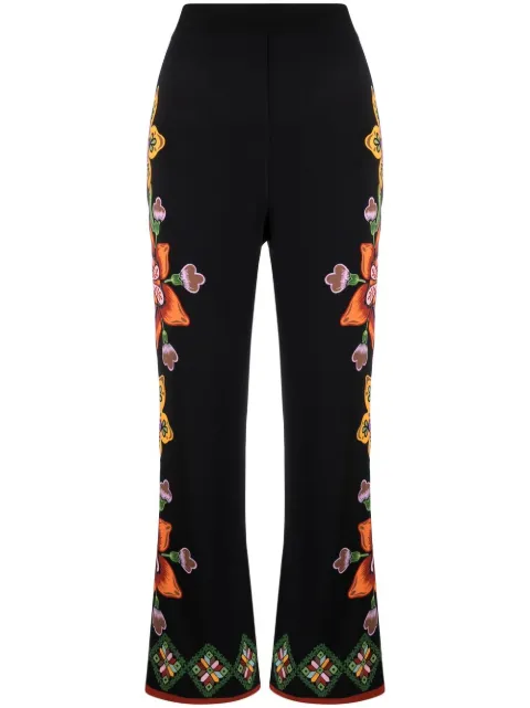 La DoubleJ Stretch floral-print straight trousers Black TRO0054JER023FFL0004