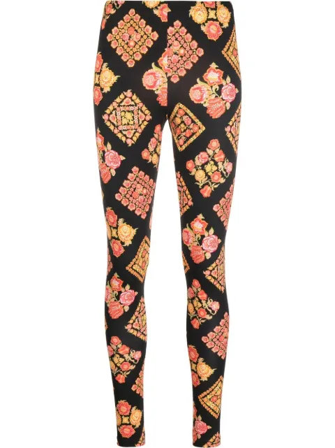 La DoubleJ floral check leggings Black TRO0013JER005COW0006