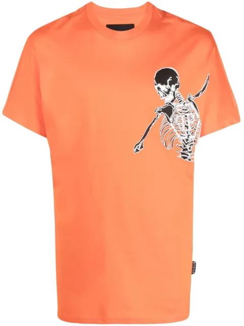 Philipp Plein skeleton-print T-shirt Orange SABCMTK5457PJY002N