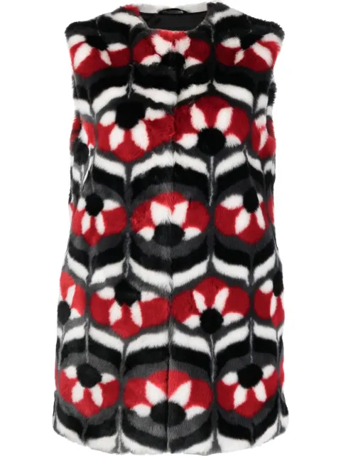 Boutique Moschino geometric faux-fur gilet Black A06106135