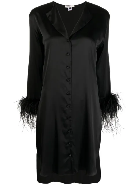 Gilda & Pearl Camille feather-trim shirt dress Black 3019BLACK