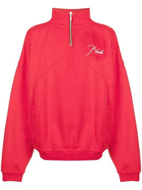 RHUDE embroidered half-zip sweatshirt Red RHSS22SW11012