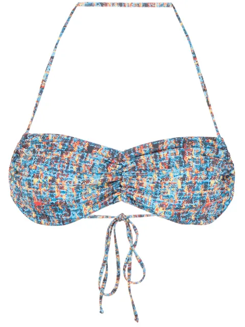Sian Swimwear Halle tweed-print bikini top Blue HALLE2PIECETOP