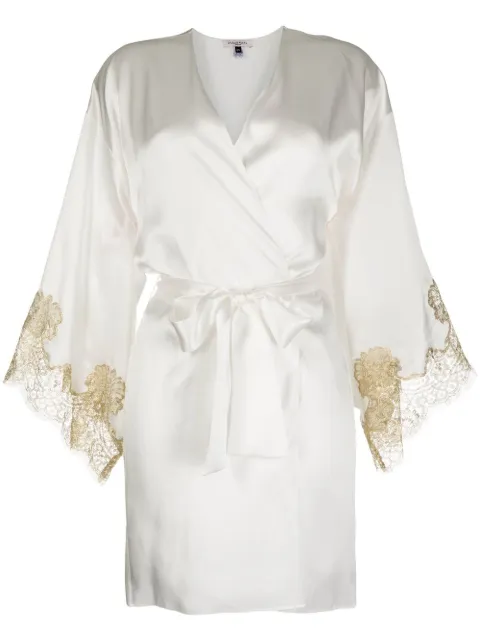 Gilda & Pearl Gina lace-trim silk robe White 0069IVORY
