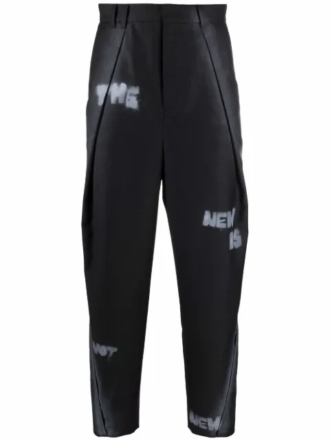Ader Error slogan print straight-leg trousers Black BLASSSA03CC2