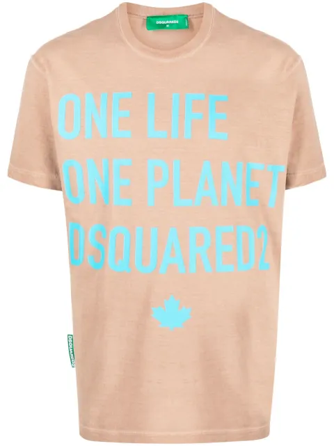 DSQUARED2 slogan-print cotton T-shirt Brown S78GD0050S24307