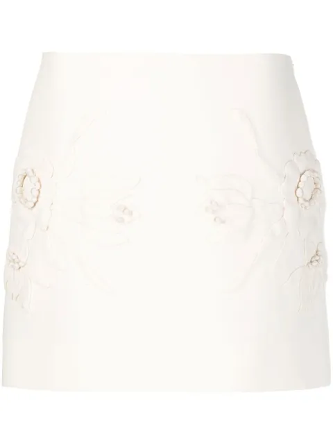 Valentino Garavani floral-embroidered mini skirt Neutrals BRA8T61CF