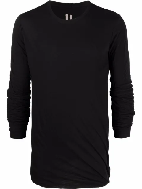 Rick Owens long-sleeved gathered t-shirt Black RU01B1257UC