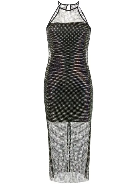 Patrizia Pepe sleeveless rhinestone-embellished mesh dress Black 8A1011A9U8K103