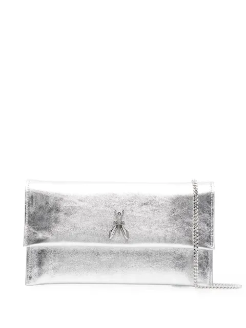 Patrizia Pepe metallic-effect leather clutch bag Silver CB5460L041S298