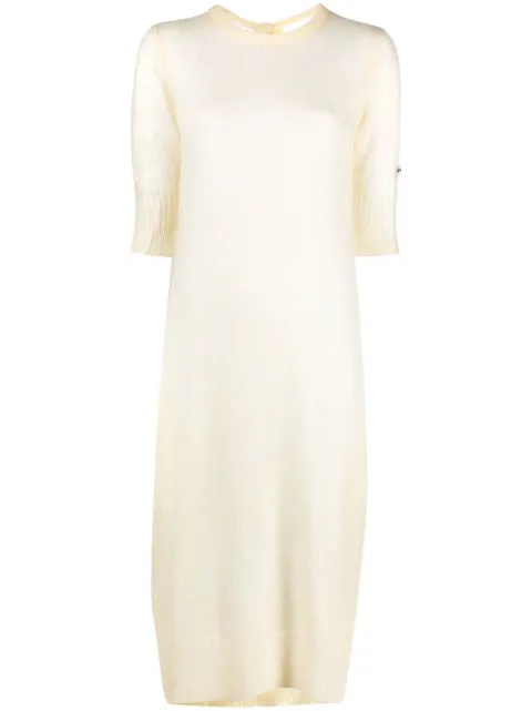 GANNI embroidered-logo detail dress Neutrals K1679