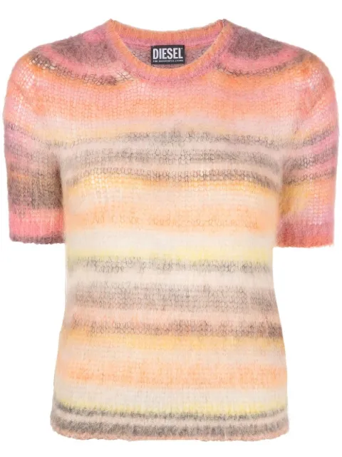 Diesel M-Icaela short-sleeve knitted jumper Yellow A067240CGBX