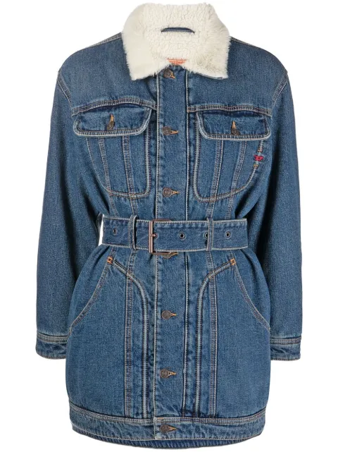 Diesel belted denim long-sleeve dress Blue A06161007E5