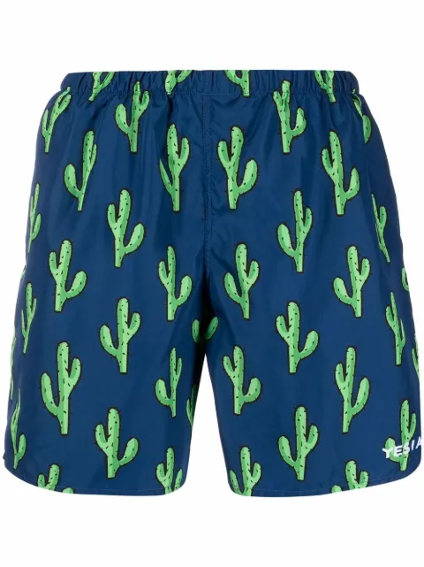 yes i am cactus-print swim shorts Blue BL2022