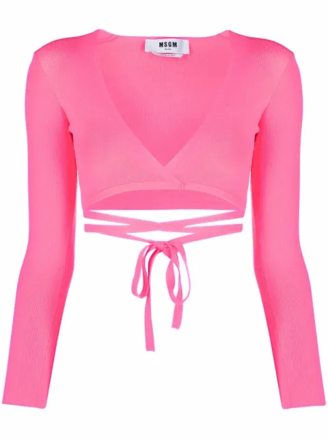 MSGM lace-up cropped top Pink 3242MDM210227489