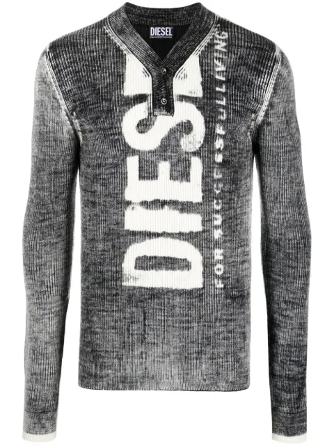 Diesel K-Atullus long-sleeved ribbed T-shirt Grey A067350CGBU