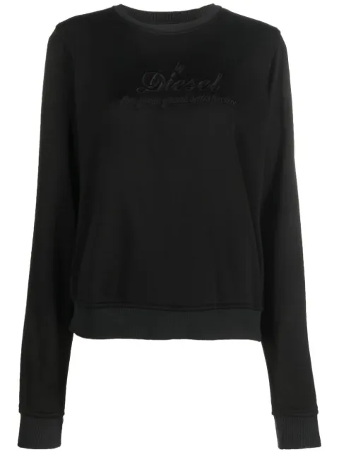 Diesel embroidered-logo crew neck sweatshirt Black A065870KFAU
