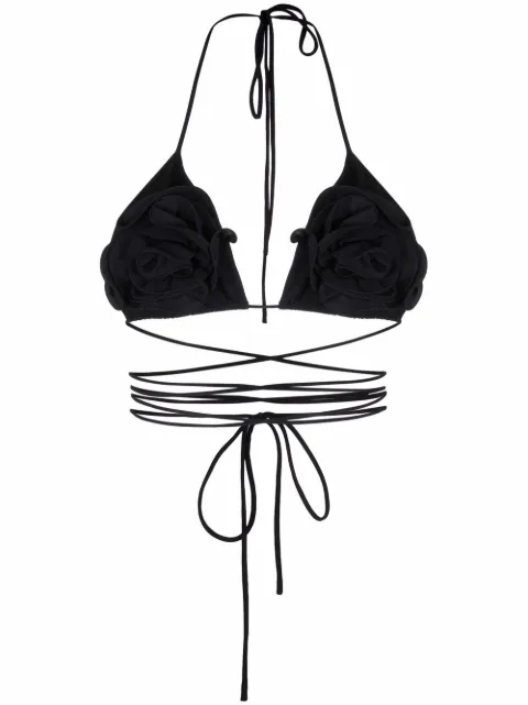 Magda Butrym floral-effect bikini top Black 801522