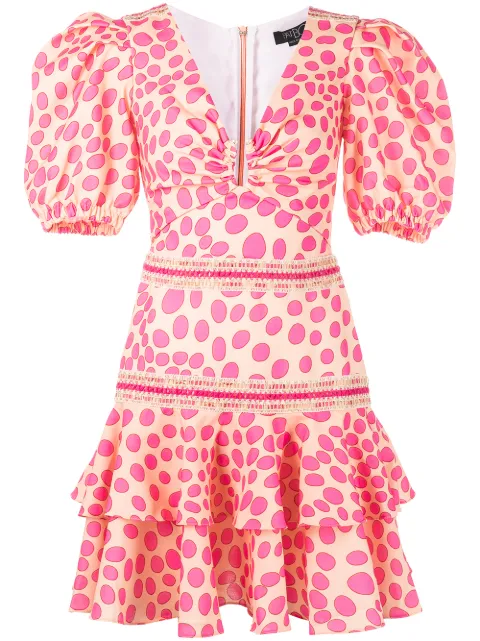 PatBO polka-dot lace-trim mini dress Pink VEC20146US
