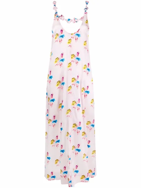 GANNI floral-print slip midi dress Pink F6870241