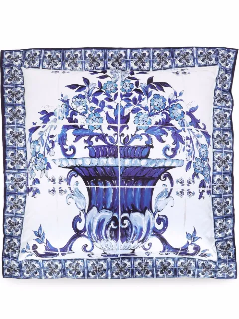 Dolce & Gabbana large Blu Mediterraneo-print duchesse cotton cushion Blue TCE003TCA99