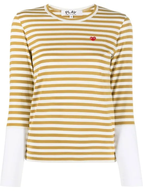 Comme Des Garçons Play striped long-sleeved T-shirt Green P1T319