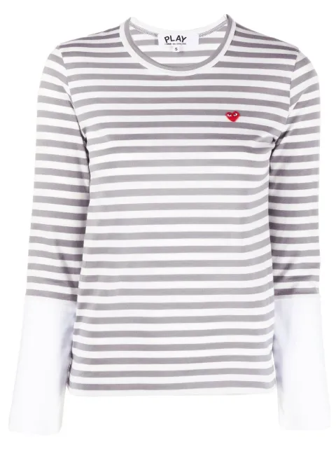 Comme Des Garçons Play horizontal-stripe long-sleeve T-shirt Grey P1T319