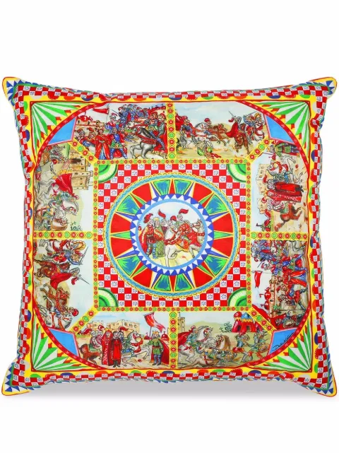 Dolce & Gabbana large Carretto silk cushion Green TCE003TCA94