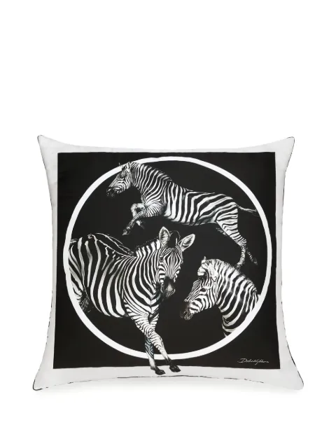 Dolce & Gabbana zebra-print silk cushion Black TCE003TCAA7