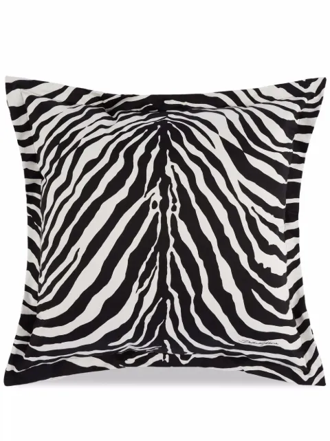 Dolce & Gabbana large zebra-print duchesse cotton cushion Black TCE003TCAG0