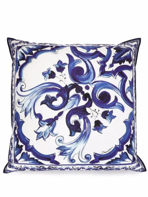 Dolce & Gabbana large Blu Mediterraneo-print canvas cushion White TCE003TCAA2