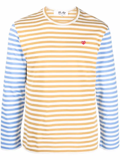 Comme Des Garçons Play logo-embroidered stripe-print T-shirt Blue P1T318