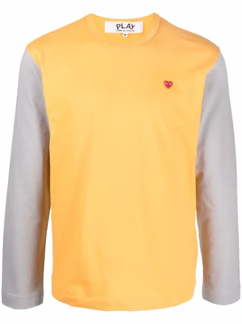 Comme Des Garçons Play logo-embroidered colour-block T-shirt Orange P1T316051