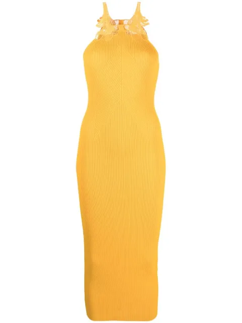 Self-Portrait bodycon midi dress Yellow SS22058