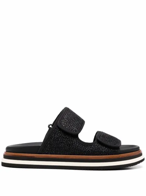 Hogan touch-strap flat sandals Black HXW6050DQ82QUJB999