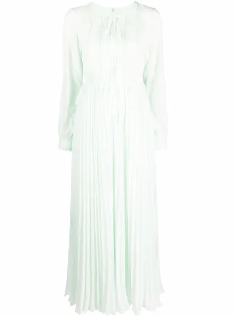 Self-Portrait lace-trim maxi dress Green SS22135