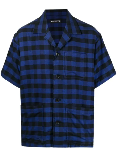 Mastermind World plaid-check embroidered shirt Blue MW22S08SH003004