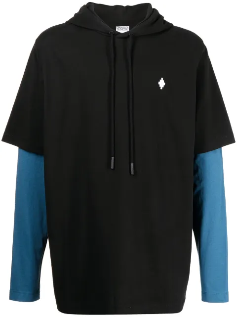 COUNTY OF MILAN logo-print layered hoodie Black CMAB044S22JER0021048