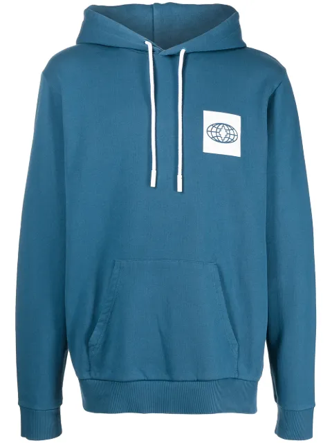 COUNTY OF MILAN logo-print drawstring hoodie Blue CMBB007S22FLE0094801