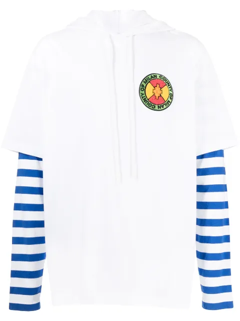 COUNTY OF MILAN layered logo-print hoodie White CMAB044S22JER0030130