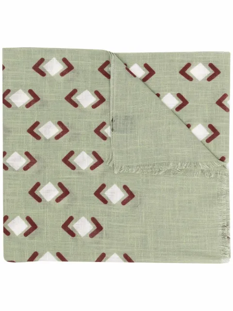 Barba geometric-print cotton scarf Green OIS19