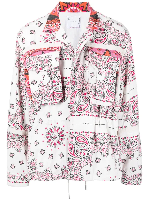 sacai paisley-print shirt jacket White 2202687M
