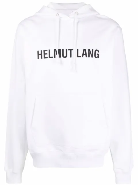 Helmut Lang logo-print drawstring hoodie White L09HM521