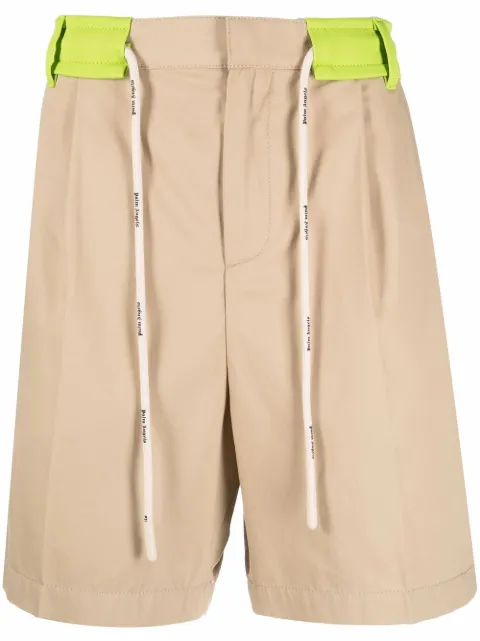 Palm Angels drawstring tailored shorts Neutrals PMCB041S22FAB0016159